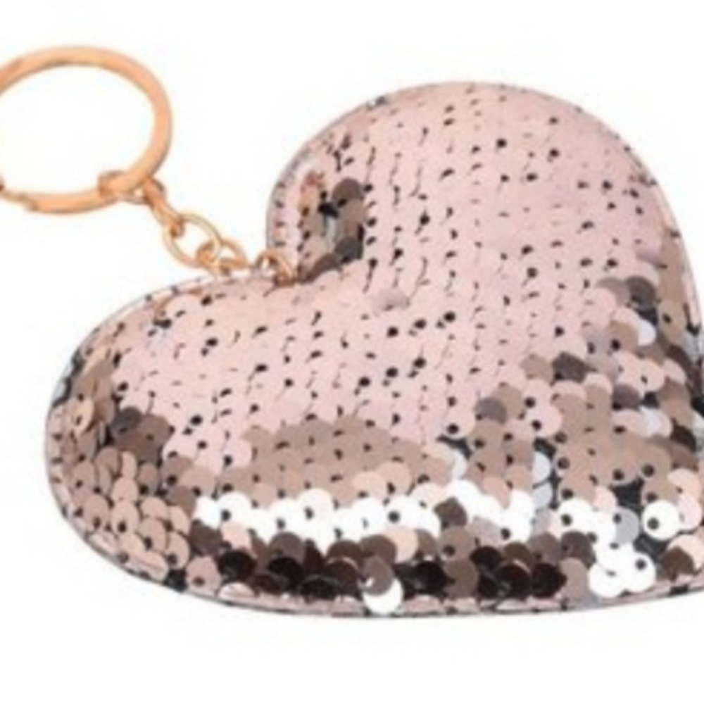 Heart Shaped Sequined Key Chain